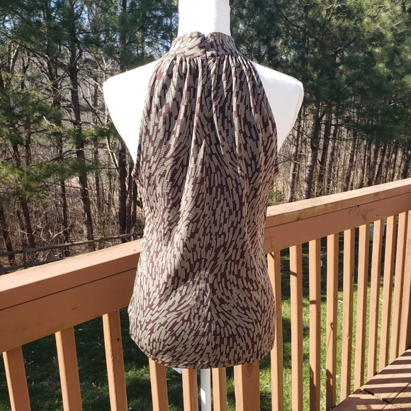 Michael Kors Sleeveless Blouse Brown Army Green - Picture 6 of 8